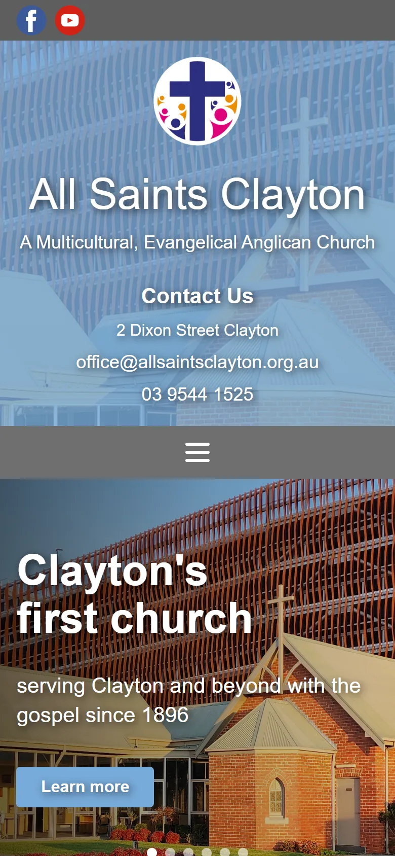 The All Saints Clayton website on a phone