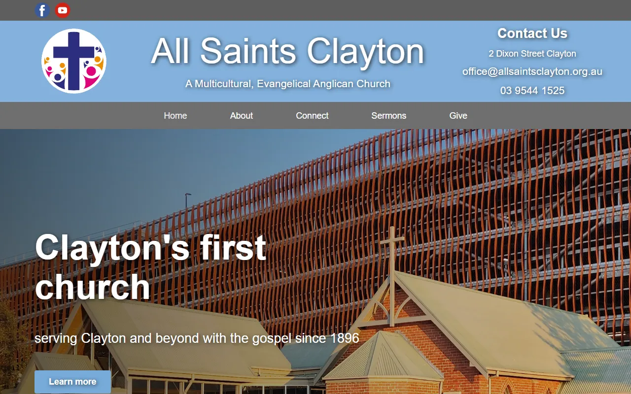The All Saints Clayton website on a computer