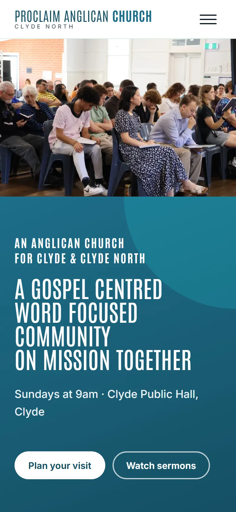 The Proclaim Anglican Church website on a phone
